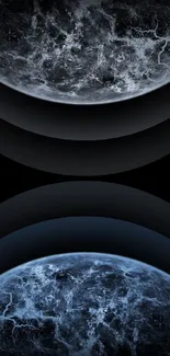 Dual moons on a dark cosmic background.