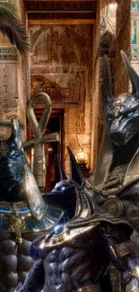 Anubis-like figures in an Egyptian setting