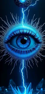 Electric blue eye with lightning art