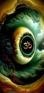 Mystical energy eye with spiritual symbol wallpaper