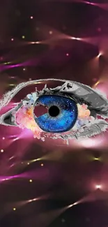 Mystical eye with floral cosmic background wallpaper.