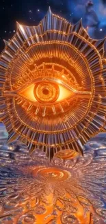 Mystical cosmic eye art with vibrant celestial design.