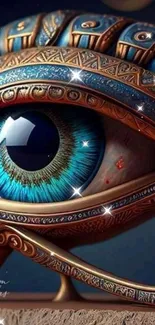 Mystical blue eye digital artwork with intricate details and vibrant colors.