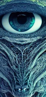 Detailed digital art with a mystical eye and intricate design in teal tones.