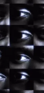 Multiple human eyes in a mystic black and white pattern.