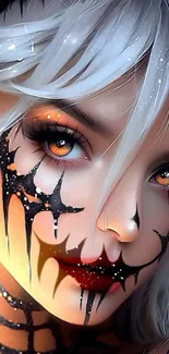 Intricate fantasy face art design wallpaper