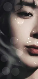 Mysterious close-up face art mobile wallpaper.