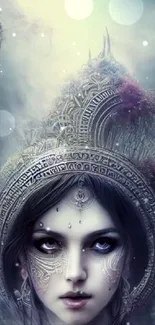 Mystical fantasy art wallpaper with a detailed ethereal figure.