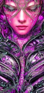 Intricate magenta fantasy art wallpaper for mobile.