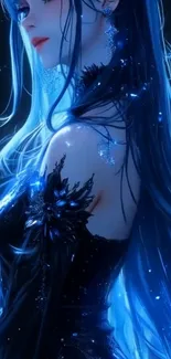 Mystical fantasy art wallpaper with enchanting blue tones.