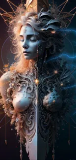 Mystical woman fantasy art mobile wallpaper with vibrant ethereal elements.