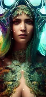 Mystical fantasy artwork with vivid colors for mobile wallpaper.