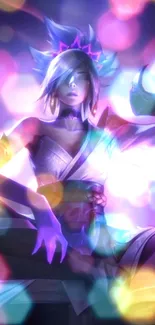 Colorful fantasy character art with dreamlike bokeh effect.