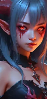 Mystical fantasy demon girl artistic portrait.
