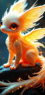 Fiery glowing fantasy creature art wallpaper, perfect for mobile screens.