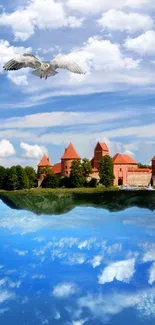 Floating island with castle in the sky.