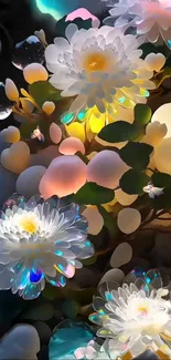 Mystical floral glow with vibrant luminous flowers.
