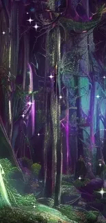 Mystical forest with vibrant colors and fantasy elements.