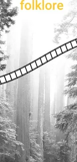 Monochrome forest with filmstrip overlay.