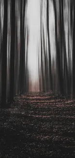 Mystical blurred forest path with a dark, artistic theme for mobile wallpaper.