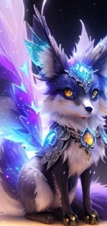 Mystical fox with ethereal wings in fantasy art design.