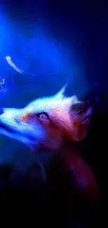 Mystical fox in a captivating blue glow perfect for mobile wallpaper.