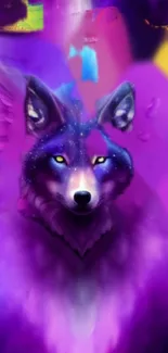 Mystical cosmic fox in vibrant purple artwork.