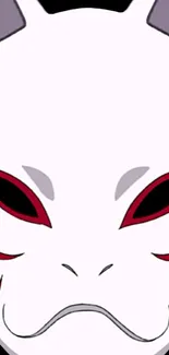 Anime-inspired mystical fox mask art with red and black accents on a white background.