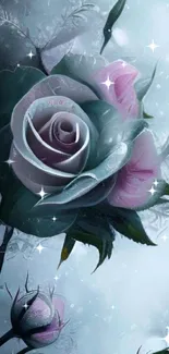 Ethereal frosted rose in a delicate design.