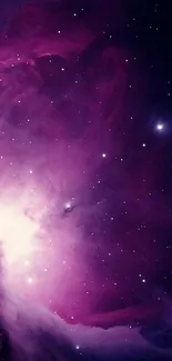 Purple galaxy wallpaper with stars and cosmic nebula.