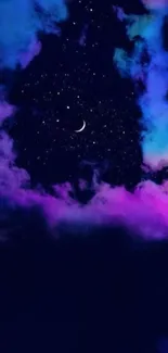 Dark blue galaxy wallpaper with colorful clouds and stars.