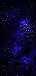 Mystical dark blue galaxy wallpaper with stars.