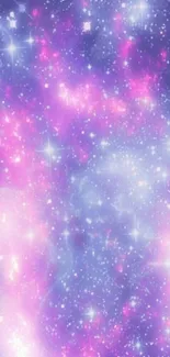 Mystical galaxy wallpaper with stars and purple hues.