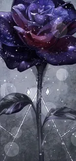 Mystical galaxy rose with starry design.