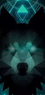 Abstract geometric wolf with cyan glow.