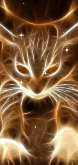 Mystical glowing cat with ethereal light patterns creating a magical effect.