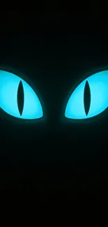 Mysterious glowing blue eyes in the dark background.