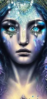 Mystical goddess fantasy art with intricate details and vibrant colors.