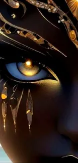 Mystical eye artwork with golden details.