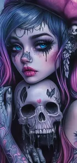 Mystical gothic fantasy art with skull.