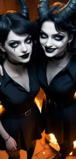 Gothic themed dark duo with horns