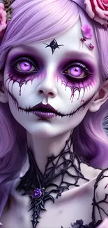 Gothic fantasy art mobile wallpaper with purple hues and mystical elements.