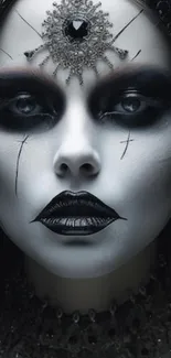 Mystical gothic portrait mobile wallpaper with dark tones and intricate details.