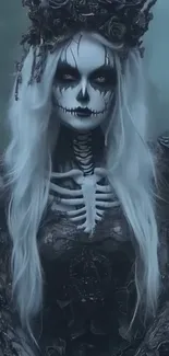 Mystical skeleton queen with gothic style.