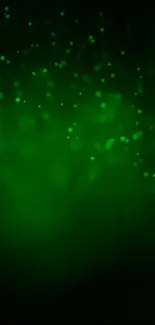 Dark green wallpaper with glowing particles effect.