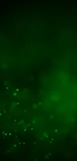 Green particle effect mobile wallpaper with a mystical touch.