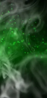 Abstract green smoke wallpaper with mystical design.