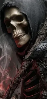 Grim Reaper artwork with skull and smoke