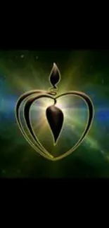 Mystical heart design with cosmic background.