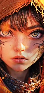Fantasy art of a mystical hooded character with vivid colors.